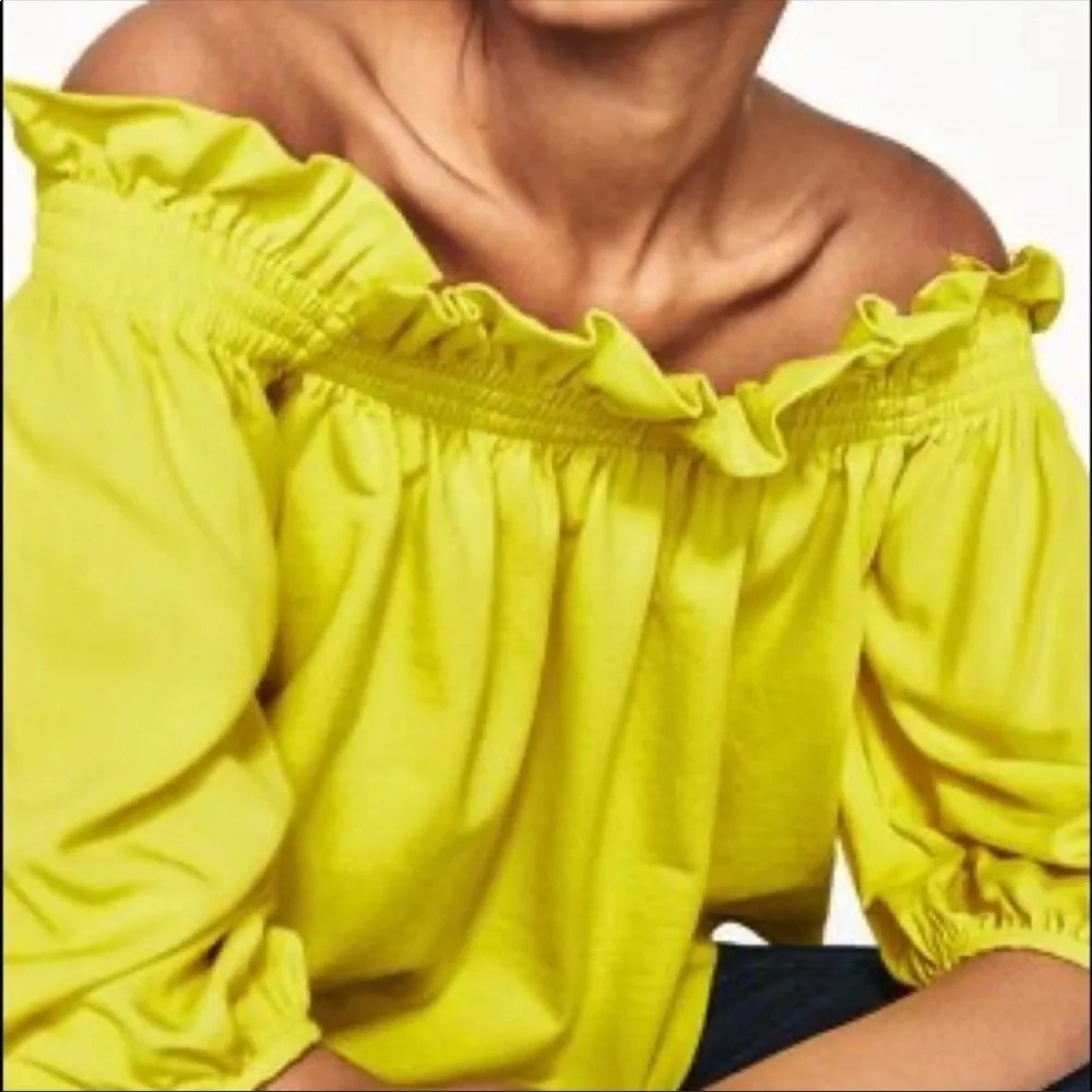 Zara smocked neck off the shoulder top 5653